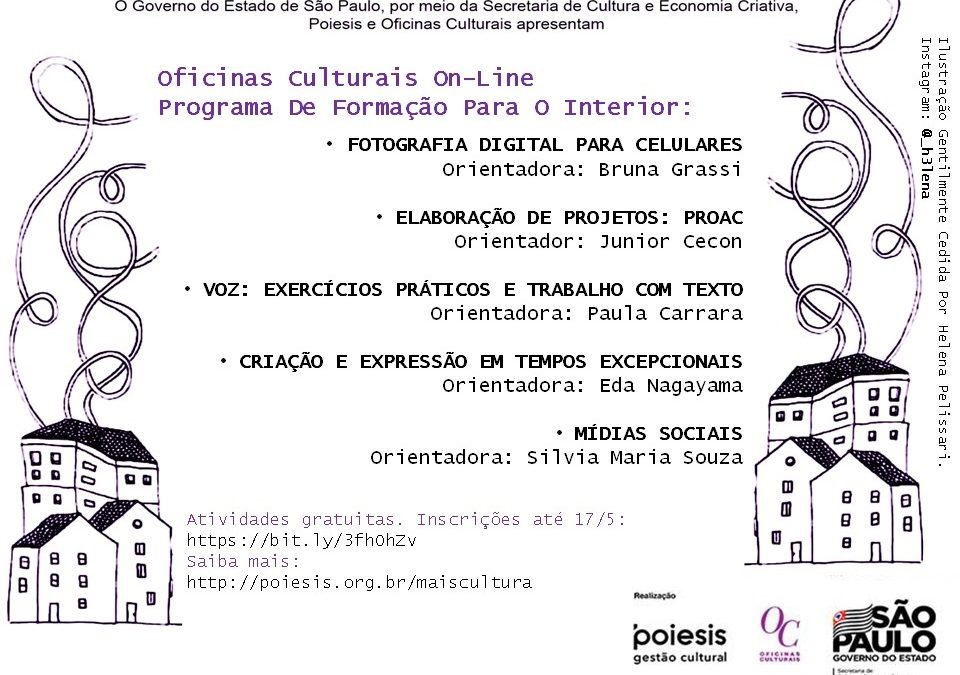 Prefeitura oferece atividades on-line para alunos das Oficinas Culturais